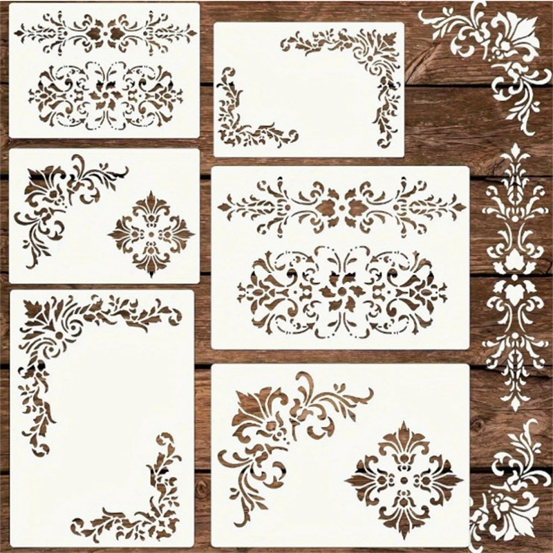 6Pcs Floral Corner Stencils fo - đánh giá và giá Art Craft Furniture
